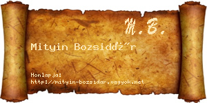 Mityin Bozsidár névjegykártya